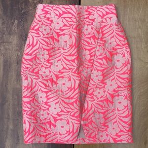 J Crew Crossover Pencil Skirt Coral Pink Floral 2